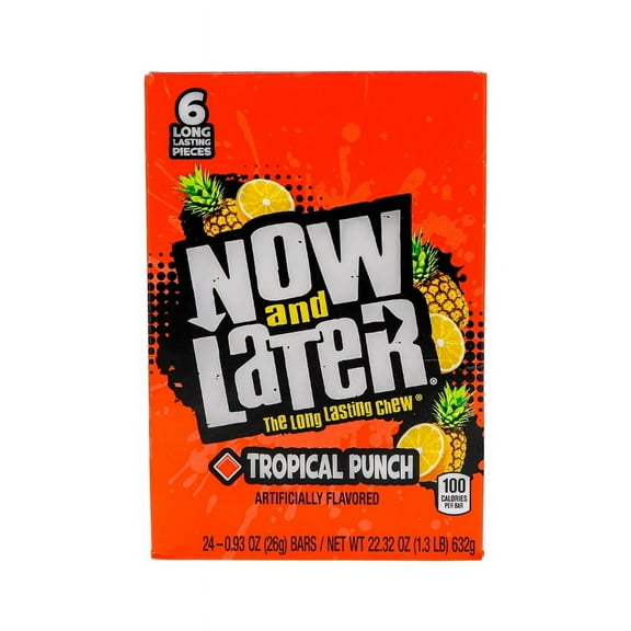 Now & Later 25c Tropical Punch Candy 24 Count - 6 Pieces