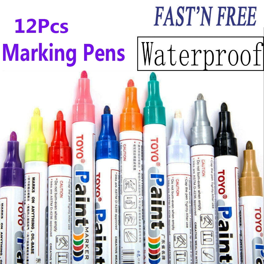 Acrylic Paint Pens, Permanent Paint Markers 12 Colors Medium Point Tip