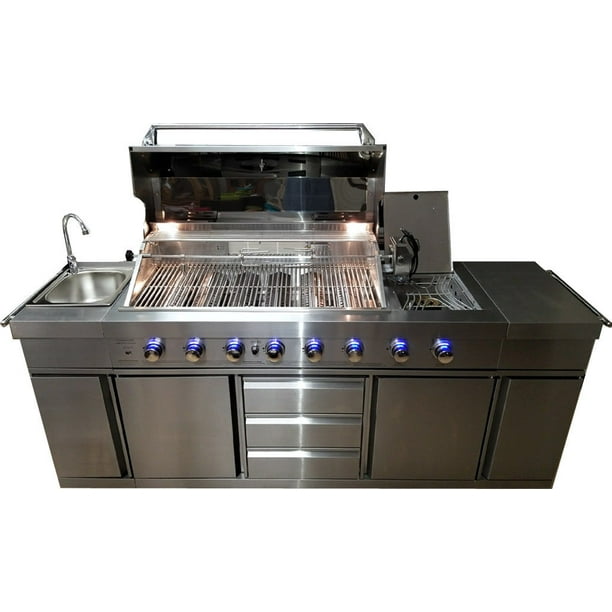 3 in 1 Stainless Steel Outdoor BBQ Kitchen Island Grill ...