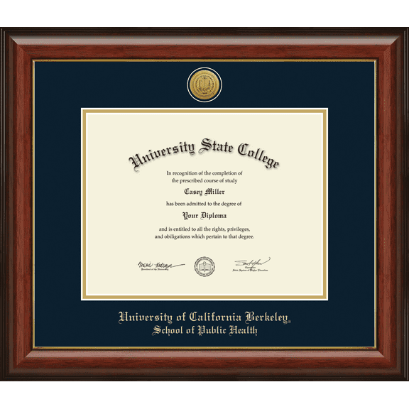 University of California Berkeley School of Public Health Diploma Frame, Document Size 11" x 8.5"