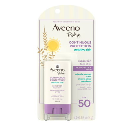Aveeno Baby Sensitive Skin Face Sunscreen Stick, SPF 50, 0.5 (Best Sweat Proof Sunblock)