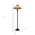 thumbnail image 3 of 60" Bronze Two Light Traditional Shaped Floor Lamp With Orange and Ivory Abstract Tiffany Glass Empire Shade, 3 of 7
