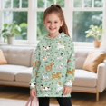 thumbnail image 3 of Psesaysky Girls Sweatshirt Long Sleeve Hoodie Dress Pullover Sweater Oversized Cartoon Puppy Grass Print Clothes Kids Outfits Tops with Pocket for 7-8 Years, 3 of 7