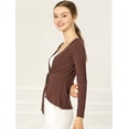 thumbnail image 4 of Women's Tie Front Metallic Ruffled Long Sleeve Open Cardigan, 4 of 6