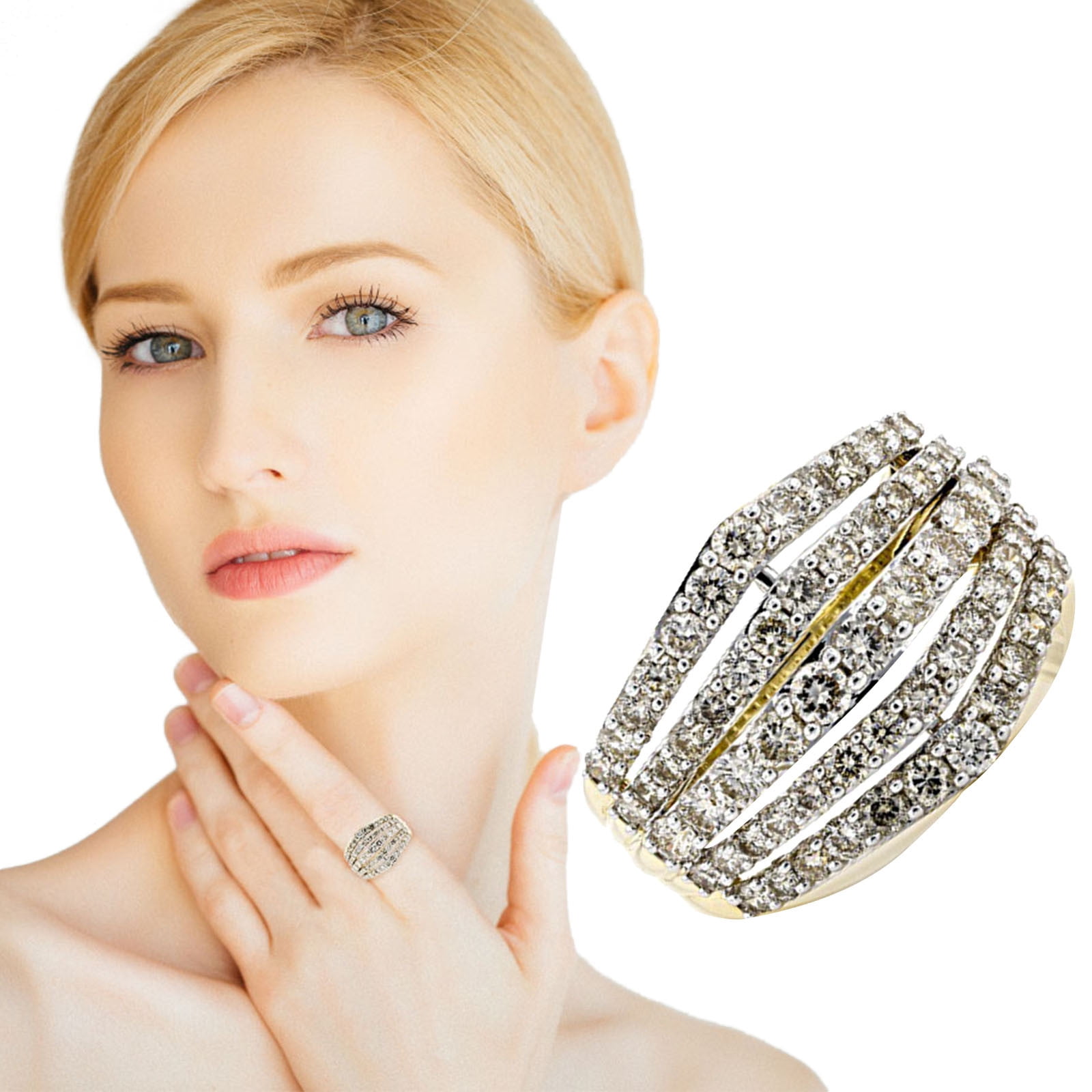 XIAQUJ Fashion Ring Cushion Cut Zircon Stone Engagement Wedding Band Ring for Women Rings Gold