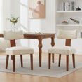 thumbnail image 2 of Set of 2 Modern Armless Dining Chairs in Linen Fabric with Curved Backrest and Solid Wooden Legs for Living Room, 2 of 17