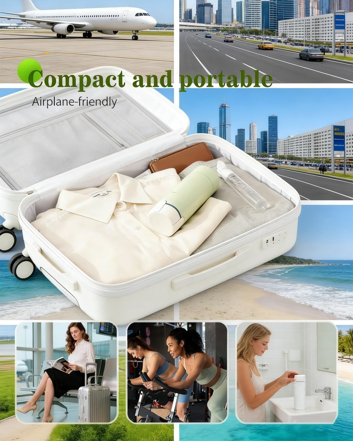 4 in 1 Travel Dispenser Bottle 4 Pack 30ml Air Conditioner Portable Refillable Travel Size Containers Dispensing Bottles for Shampoo Conditioner Lotion Luggage Organizer Travels Essentials(Green)