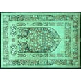 thumbnail image 1 of Ahgly Company Machine Washable Indoor Rectangle Persian Turquoise Blue Traditional Area Rugs, 2' x 4', 1 of 4