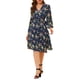 thumbnail image 2 of INSPIRE CHIC Vestido Envolvente de Manga Obispo con V Cuello Floral Bohemio para Mujeres M Azul Oscuro, 2 of 7