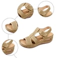 thumbnail image 6 of Rokment Womens Orthopedic Wedge Walking Sandals Comfortable Fashion Leather Arch Support Platform High Heels Gladiator Dress Sandals for Beach Summer Brown Size 9, 6 of 8