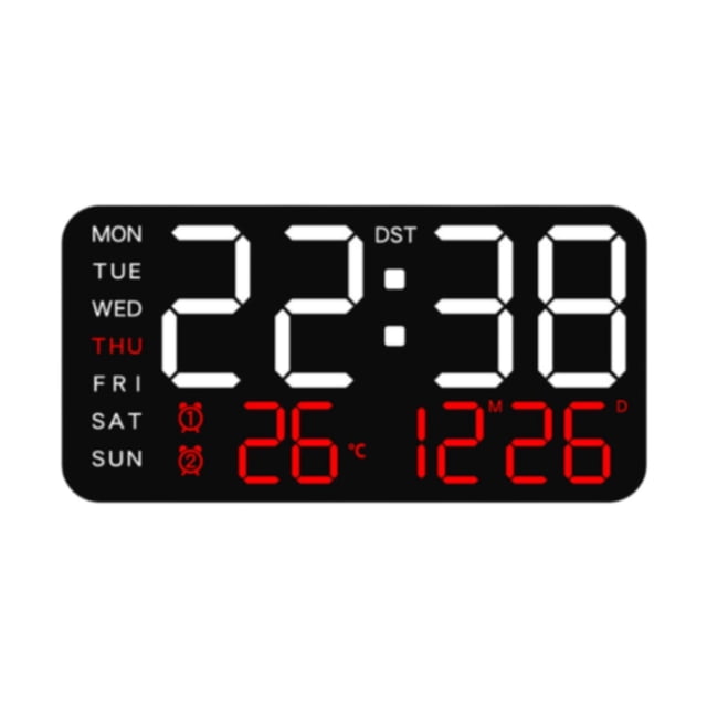 Reloj despertador Digital, relojes eléctricos, atenuador de 12/24H, reloj de pared versátil, Reloj de escritorio Digital LED para dormitorio, oficina, Negro con luz roja.
