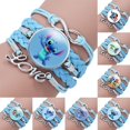 thumbnail image 2 of Disney-pulsera de cuero de Stitch para niños, cadena de cuerda trenzada clásica de Anime azul, pulseras hechas a mano, joyería ajustable, 2 of 5