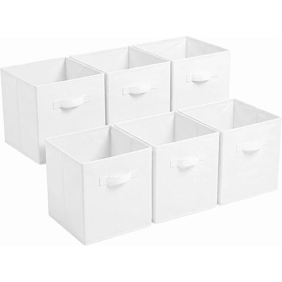STOWM 11”x11”x11” 6-Pack Foldable Storage Bins Collapsible Closet & Toy Organization Boxes Space Saving Fabric Cubes for Shelves Beige