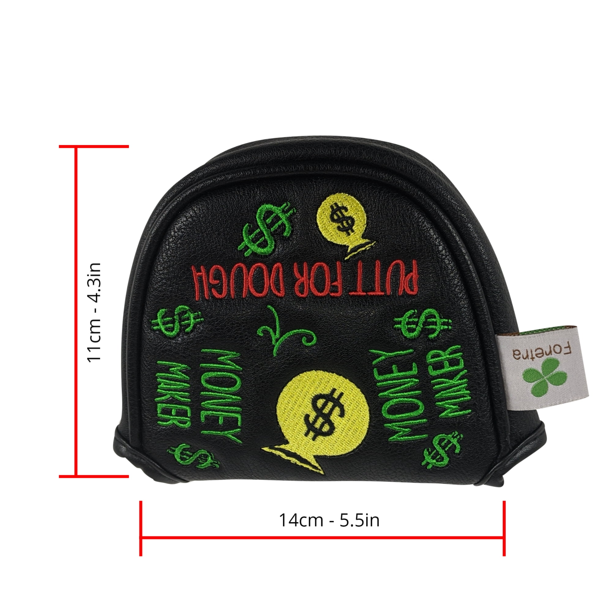 Foretra – Putt for Dough / Money Maker - Black Golf Putter Headcover Quality PU Leather Magnetic Closure for Mallet Style Putters Like Scotty Cameron Odyssey TaylorMade Ping