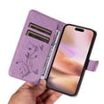thumbnail image 4 of for iPhone 16 Wallet Case, [with Card Holder] Embossed Pattern PU Leather Detachable Wrist Strap Slim Shockproof Protective Flip Stand Phone Case for iPhone 16 Women Girls, Purple, 4 of 7