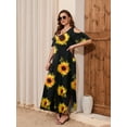 thumbnail image 3 of VEPKUL Maxi Dress for Women Casual Summer V Neck Cold Shoulder Short Sleeve Split Long Beach Dresses with Pockets, 3 of 8