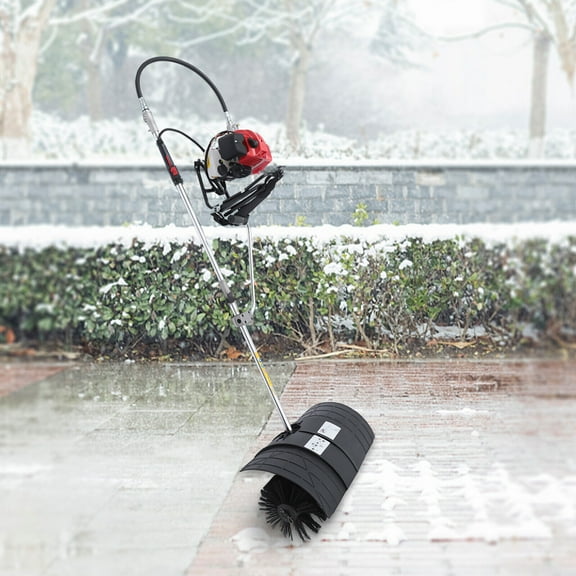 1700W 2-Stroke 52CC Hand Push Turf Lawn Sweeper, 2.3HP, 5500-8500rpm, Backpack Gasoline Power Broom for Snow, Grass