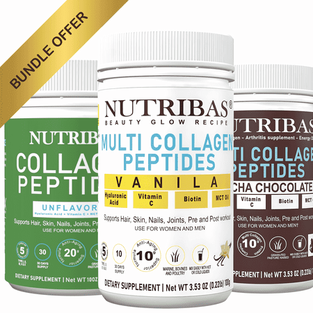 Multi Collagen Protein Powder, with HA Biotin Vit. C MCT, Coffee Variety - 3-Pack