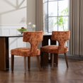 thumbnail image 3 of Noble House Mid-Century Fabric Upholstered Dining Chairs, Solid Wood Frame, Set of 2, Orange, 3 of 11