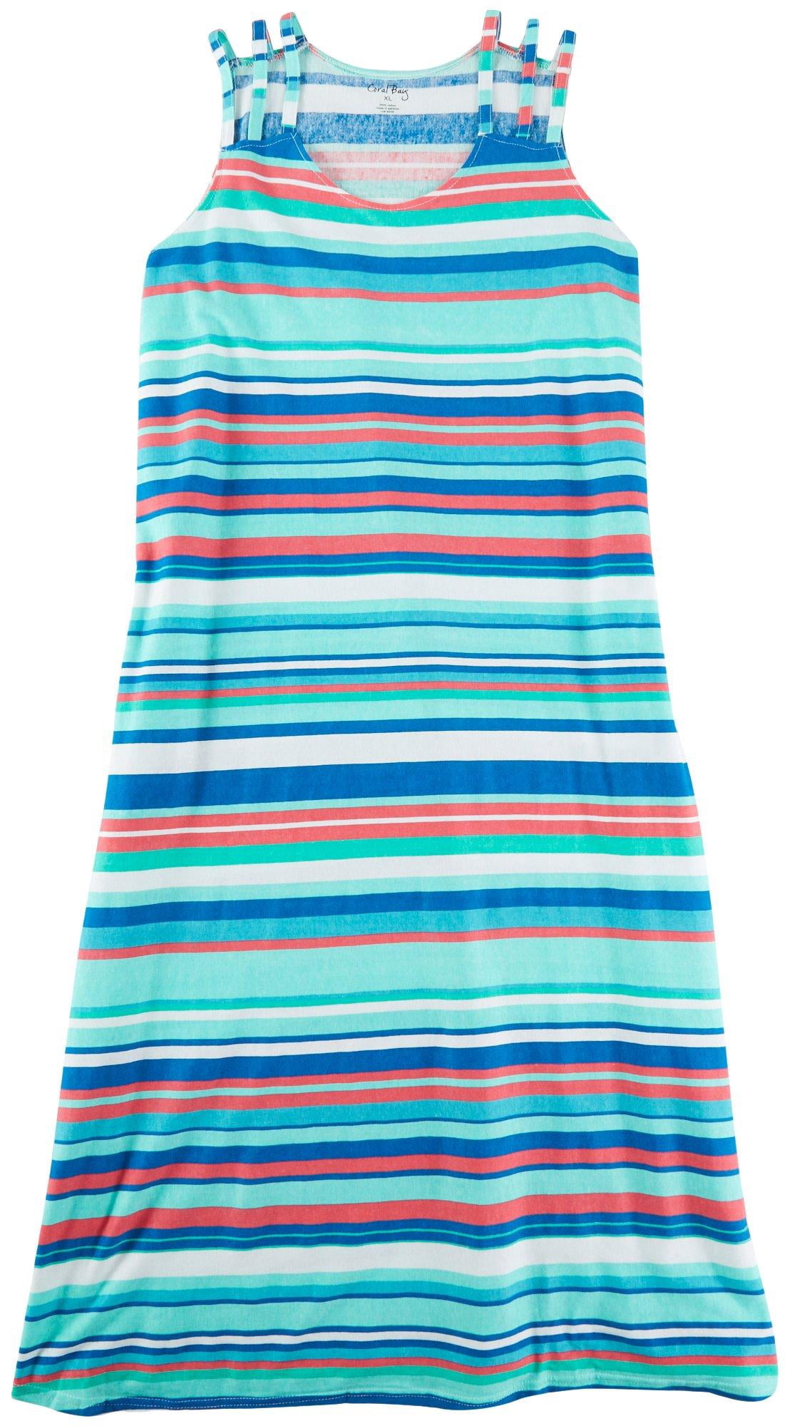 Coral Bay Womens Striped 3-Strap Tank 