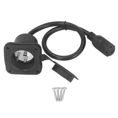 AC Power Inlet Plug 2 Pole 3 Wire NEMA 5?15 RV Flange Inlet 15A AC Port Plug with Waterproof Cover 125V US Plug