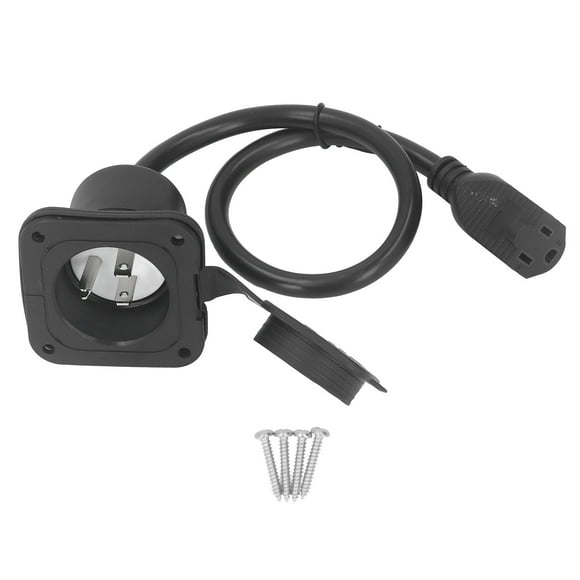 AC Power Inlet Plug 2 Pole 3 Wire NEMA 5?15 RV Flange Inlet 15A AC Port Plug with Waterproof Cover 125V US Plug