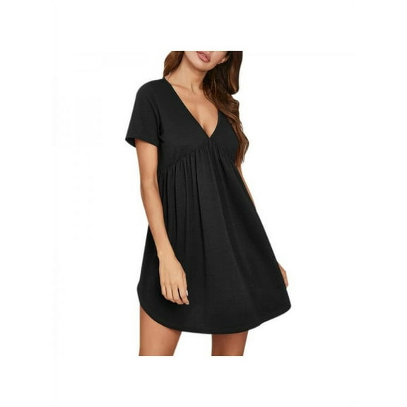 Womens Nightgown Sleepwear Cotton Pajamas - Woman Short Sleeve Round Neck Sleep Dress Nightshirt