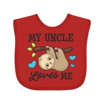 Inktastic My Uncle Loves Me with Sloth and Hearts Boys or Girls Baby Bib