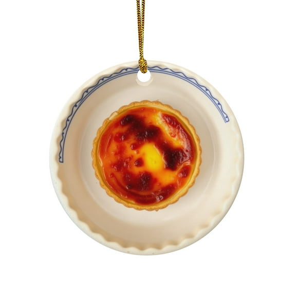 Portugese Pastel del Nata Custard Egg Tart Portugal Dessert Lovers Christmas Ornament, Foodie Gift for Kitchen, Chef Cooking Food Novelty Xmas Ornament (Flat Printed Ceramic, NOT 3D)