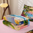 thumbnail image 5 of jejeloiu Tropical Sunset Hammock Zipper Twin Comforter Sets with Fitted Sheet and 2 Pillowcases For Girls,Floral Sailboat Print Zipper Bedding Set,Pink Blue,Pink Reversible,4-Piece, 5 of 7