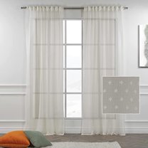 3S Brother's Cream Lace Sheers Dots Pattern Curtains Extra Long Set of 2 Panels Rod Pocket & Back Tab Home Décor Window Custom Made Drapes 10-30 Ft. Long -Made in Turkey Each Panel (52"W x 264"L)
