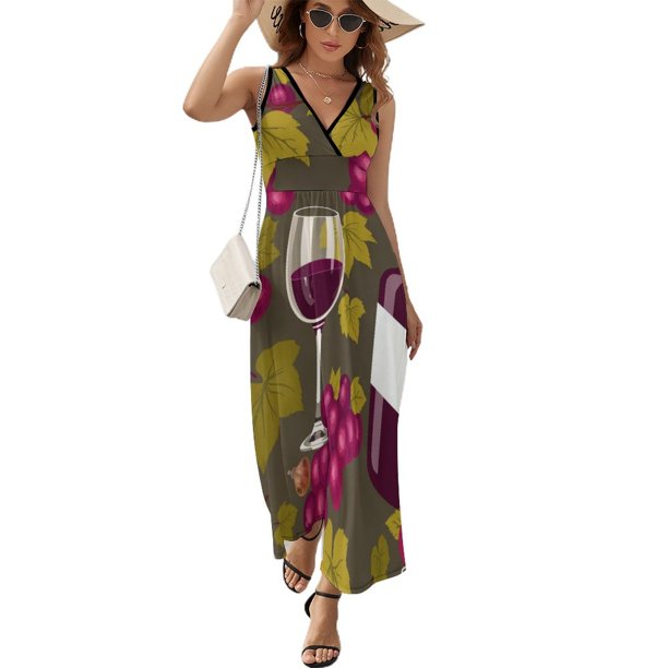 Wine Glass Vestido Sin Mangas Para Mujer, Traje De, Ropa De Cumpleaños, Verano