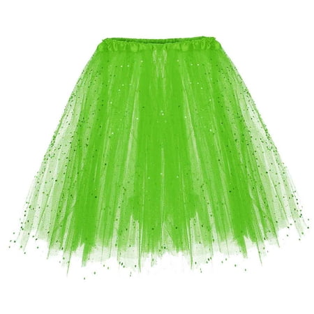 purcolt Womens Sparkle 3 Layered Tulle Tutu Skirt Elastic Waist Sequins Ballet Dance Skirt