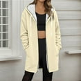 thumbnail image 2 of Atogsazn Womens Fleece Lined Jacket Casual Full Zip Long Sleeve Hooded Coat Winter Warm Soft Tops Clothing Outerwear Beige M Fashion, 2 of 5