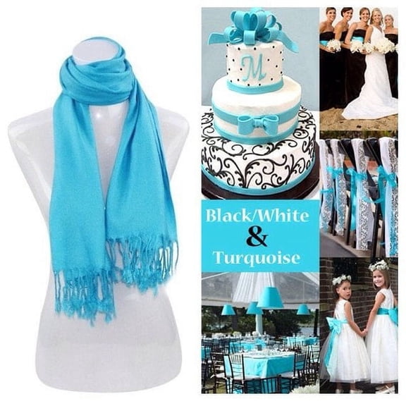 Turquoise Pashmina Scarf Shawl, Bridesmaid Shawl, Bridal Wrap, Wedding Shawl