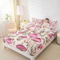 thumbnail image 4 of Homewish Cute Cartoon Mushroom Full Size Sheets,Rustic Floral Flower Bed Sheets,Pink Beige Sheet Sets For Girl Teens,Microfiber Bedroom Decor,4-Piece, 4 of 7