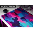 thumbnail image 4 of XXL Mouse Pad/Mat | (35.5''x15.8''x0.12'') Light Series Mousepad for Maximum Speed (Waterproof) Desk Pad | Pink Purple and Blue Colors, Army Camouflage x Topographic Style (Bloom Fusion / 2XL), 4 of 7