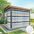 thumbnail image 4 of 2 Panels Outdoor Curtains for Patio Waterproof 54"x95" Blue Khaki Striped Weatherproof Privacy Outsides Curtains, Farmhouse Stripes Modern Abstract Art Grommet Thermal Drapes for Cabana Porch Pergola, 4 of 8