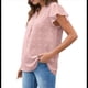 thumbnail image 3 of Blusa de Mujer con Cuello en V y Mangas con Volantes, Blusas Holgadas, Elegantes, Casuales, Lindas, para Verano Rosa L, 3 of 9