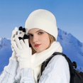 thumbnail image 1 of YOPTOP 3pcs/set  Men‘s Hat Gloves Scarf Set  Men‘s Winter Warm Knit Hat  Riding Ear Protection Beanie Hat,WHITE, 1 of 7