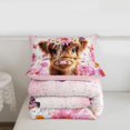 thumbnail image 5 of meiyoeat Highland Cow Flower Twin Comforter Sets,Cute Farm Cattle Bedding Set For Girl,Reversible,2 Pieces,1 Comforter and 1 Pillowcase, 5 of 7