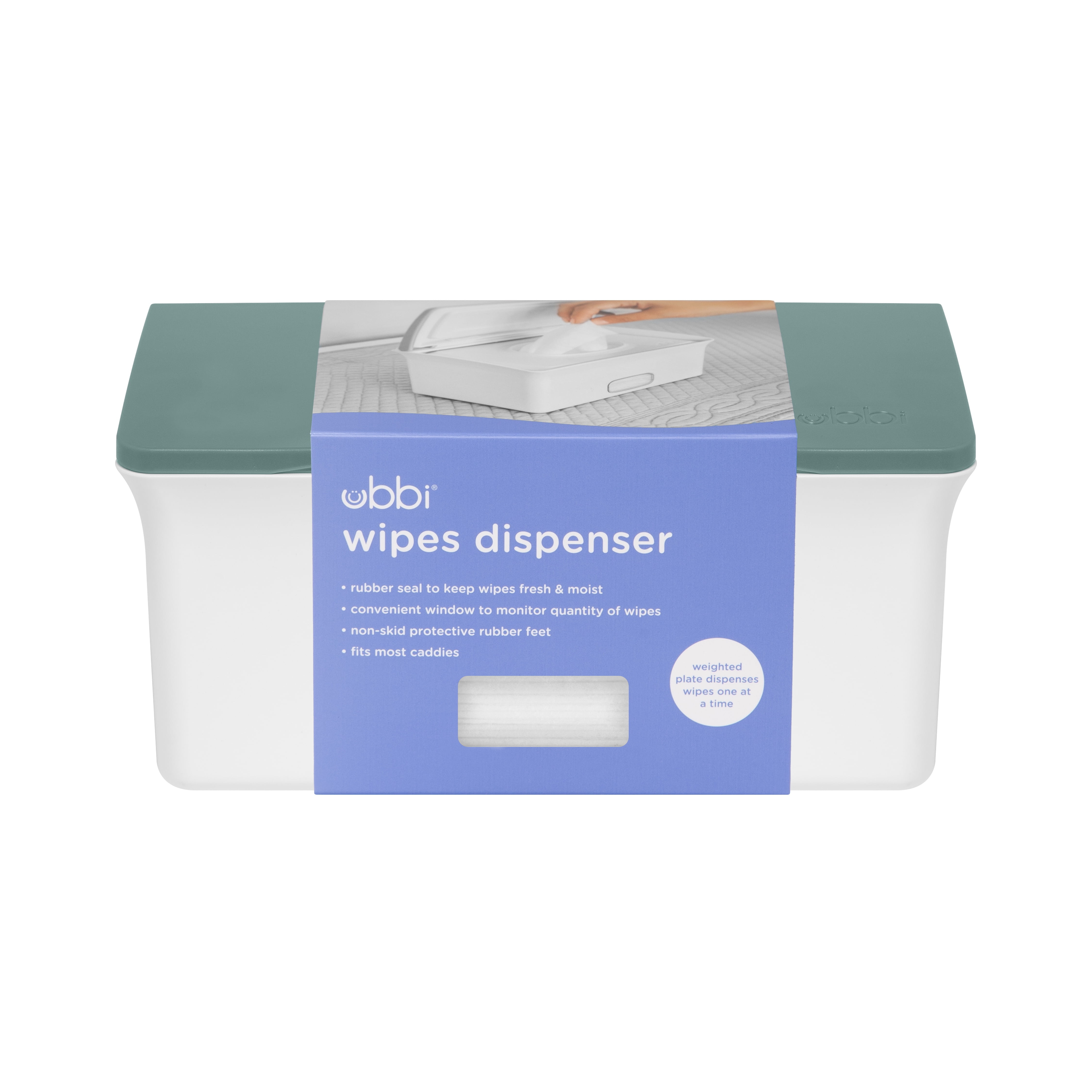 Ubbi Baby Wipes Dispenser Features Weighted Plate and Secure Seal, Open Water, 1 Count Per Pack
