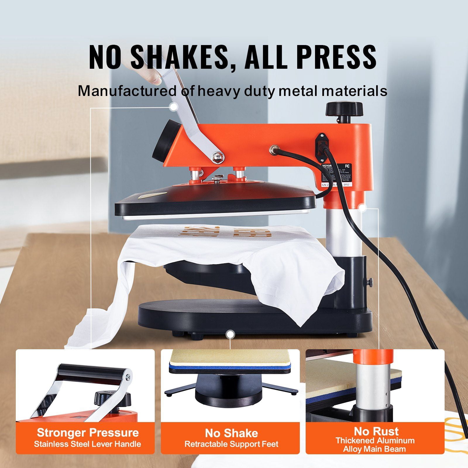 5-in-1 Heat Press Machine, 12" x 15" Fast Heating, 360 Swing Away Digital Sublimation Transfer, T-Shirt Vinyl Transfer Printer for Banners Canvas Bag Shirts Pillow Cups Caps Plates