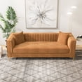 thumbnail image 5 of Ashcroft Kassandra Velvet & Wood Couch with Square Arm in Cognac Tan/Walnut, 5 of 7