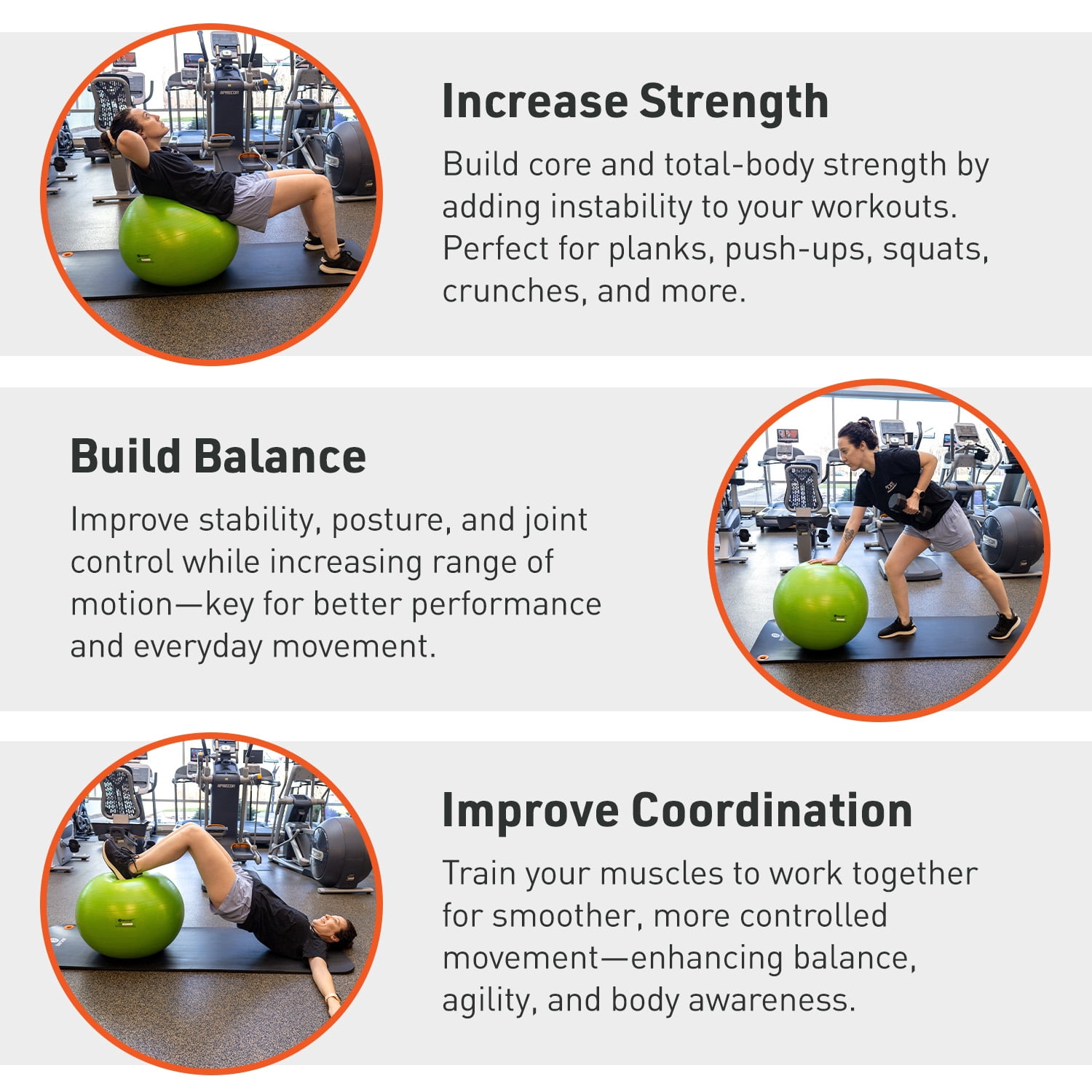 Body Sport Slow Release 65 cm. Exercise Ball with Pump for Home & Gym - Exercise Equipment for Yoga, Pilates, Stability, Pregnancy, and Core Training
