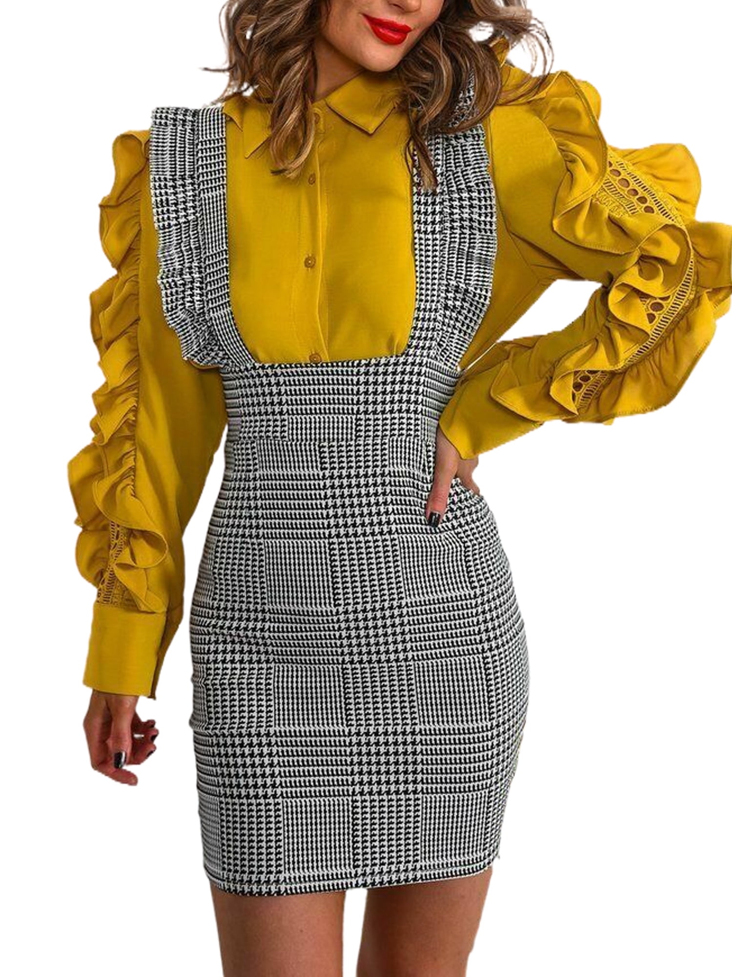 high waisted pinafore skirt