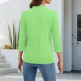 thumbnail image 3 of Garbnen Womens Polo Shirts 3/4 Sleeve Green Turn Down Collar Womens V Neck Tops Business Fitted Women's Blouse with Front Pocket, 3 of 5