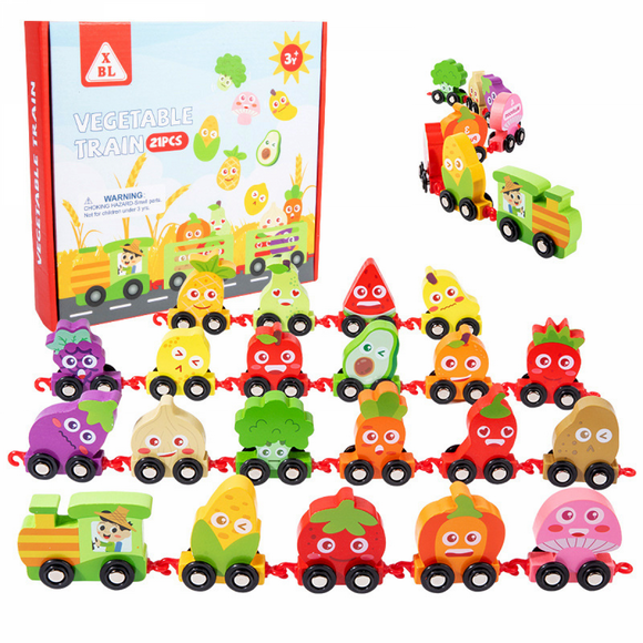 Children's Day Gift Wooden Train Toy Set for Kids Toddler Boys and Girls, Includes Train Set and Train Whistle