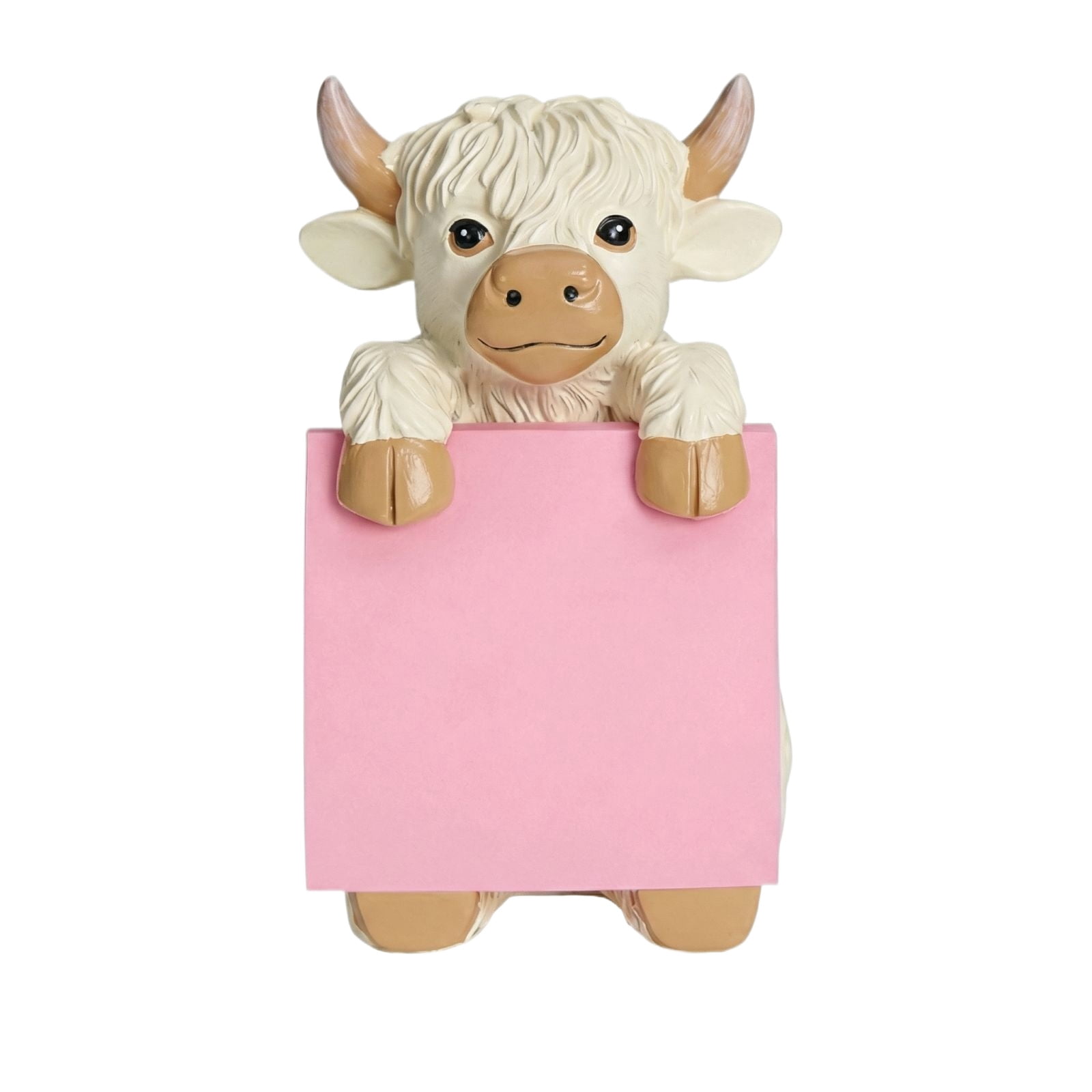 2PCS 3.94in Resin Highland Cow Sticky Note Holder for Office Desk Decor, Cute Animal Memo Pad Dispenser Home Desktop Organizer Accessory