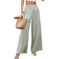 thumbnail image 2 of MAWCLOS Pantalon Large Taille Haute pour Femmes, Vert Menthe, TG, 2 of 3